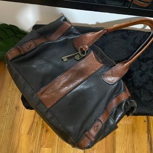 Fossil Black & Brown Large Key Charm Purse/Bag